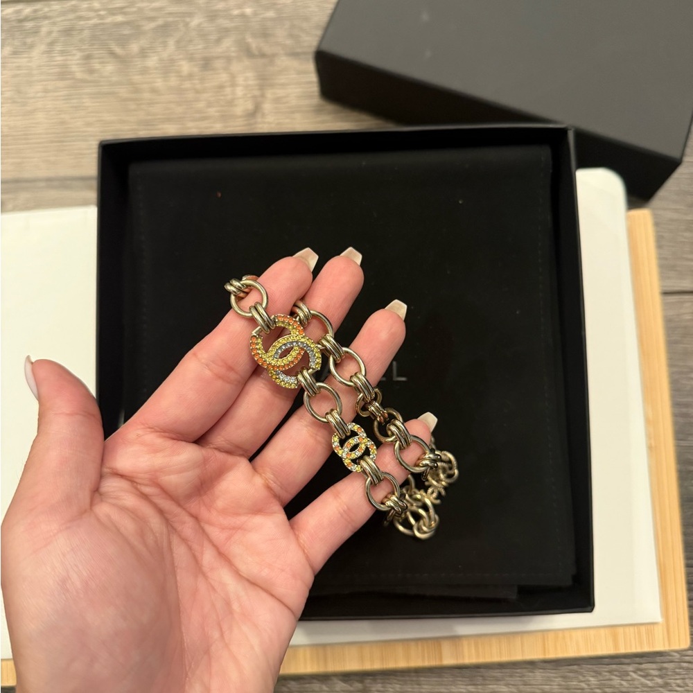 Chanel Statement Multi Colored Crystal Cc Choker … - image 2